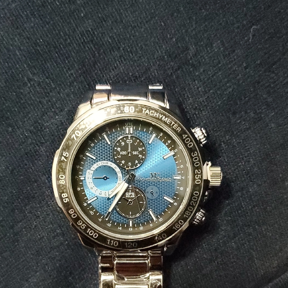 Blue Dial Men's Stainless Steel Tachymeter Watch - Picture 3 of 4